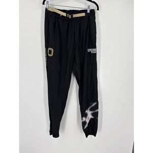 Overtime Outdoor Club Black Track Pants Mens Medium Belted Joggers Streetwear